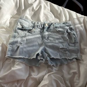 mid rise denim shorts